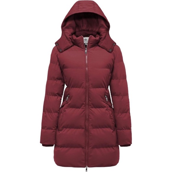 Women's Warm Thickened Parka Coat Winter Puffer Jacket with Removable Hood